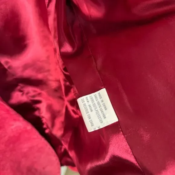 NEIMAN MARCUS EXCLUSIVE VINTAGE WOMEN'S RED LEATHER SUEDE BLAZER JACKET XL - Picture 12 of 13